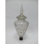 Edwardian Spirit Vessel, "Hickling's Special 10 Years Old" etched to conical body with metal