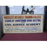 An Original Circa 1930's Colourful Advertisement on card for 'Whiteley's Business Training College