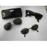 A Pair of Ray-Ban Aviator style sunglasses (cased); plus two further pairs, worn condition. (3) [