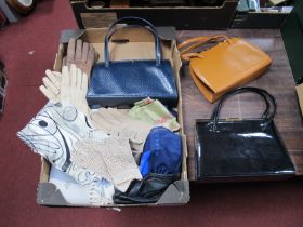 Three Jaeger Head Scarves, one Jacqmar and one Liberty, three handbags and various ladies gloves:-