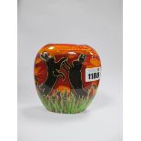 Anita Harris' Boxing Hares' Purse Vase, gold signed, 12cm high.