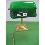 Bankers Desk Lamp, with green shade, 32.5cm high.