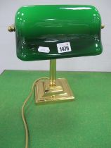 Bankers Desk Lamp, with green shade, 32.5cm high.