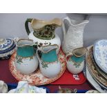 A Set of Three XIX Century Graduated Jugs, Royal Doulton jug, Mintons plate, Portmeirion jug (6).