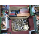 Cutlery and Cases, brassware, silver plate, etc:- Two Boxes.