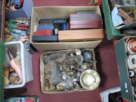 Cutlery and Cases, brassware, silver plate, etc:- Two Boxes.