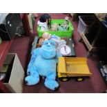 Steel Truck. Roddy, Disney and other dolls, soft toys:- Two Boxes.