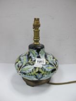 Bulbous Pottery Table Lamp, in the Moorcroft manner, 15cm diameter.
