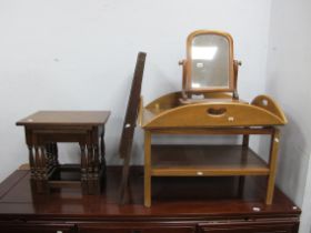Oak Nest of Tables, Yew wood butlers tray on stand, bridge table, XIX Century dressing table