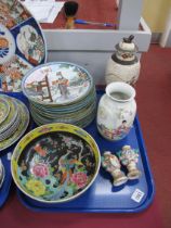 Oriental - twelve Imperial Jingdezhen plates, Japanese fruit bowl, lidded vase, etc:- One Tray.