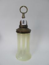 Vintage Hanging Light Shade, with copper fitting and yellow vaseline glass shade, 42cm high.