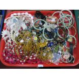 Costume Jewellery, to include mainly necklaces, many beadwork, bangles, watches, brooches etc:-