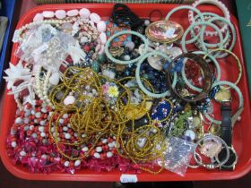 Costume Jewellery, to include mainly necklaces, many beadwork, bangles, watches, brooches etc:-