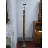 XX Century Standard Lamp, with a bobbin turned upper body, silver plated lower body, on a stepped