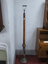 XX Century Standard Lamp, with a bobbin turned upper body, silver plated lower body, on a stepped