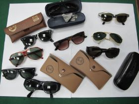 Nine Pairs of Sunglasses, including some designer styles, most in cases, various conditions. [