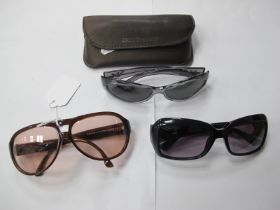 A Pair of Georgio Armani Sunglasses (cased); plus two further pairs by the same designer, worn