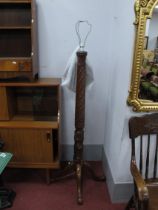 XIX Century and Later Mahogany Standard Lamp, with a spiral and column on cabriole legs, (