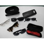 Four Pairs of Designer Sunglasses, including Chanel, Gucci, Fendi, Ray-Ban and one other, two with