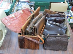A Mid XX Century Vintage Classic Style Snakeskin Handbag, an ostrich skin handbag, other handbags,