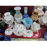 Poole Teapot, Wedgwood, Chinese, West German and Watcome vases, Shelley octagonal pin tray, Wade