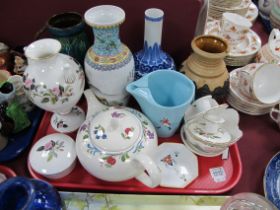 Poole Teapot, Wedgwood, Chinese, West German and Watcome vases, Shelley octagonal pin tray, Wade