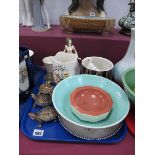 Poole Pottery, to include plate with hand painted flower design, 2.3cm, large pink bowl with blue