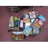 Monopoly, Jigsaws, Tinkertoy, playing cards, draughts, travelling chess, many other games, Tri-ang