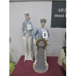 A Pair of Lladro Figures of Sailors, tallest 38cm.