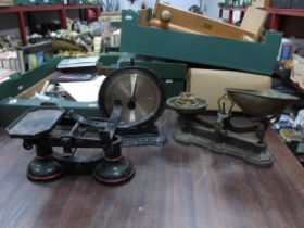 Salter Family Scale Balance Scales, with brass pans and weights, other scales. [680914]