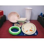 Clarice Cliff Oval Meat Plate, Sylvac lozenge shape posy bowl, Radford fruit bowl, 27.5cm