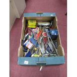 A Quantity of Vintage Meccano Components, to include ratchet movement, strips, pulleys, plates,