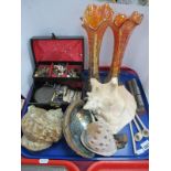 Sea Shells, Carnival vases, smokers pipes, etc:- One Tray.