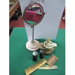 Vintage Shaving Items- A Circa 1930's adjustable height shaving mirror, a Victorian shaving mug,