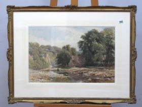 HAROLD SUTTON PALMER (1854-1938) Buildings by a River Bank, watercolour, signed lower left, 32 x