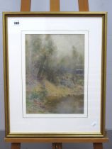 PARKER HAGARTY (1859-1934) Wooded River Landscape, with silver birch trees, watercolour, signed