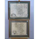 H. OVERTON (1640-1713) 'A New Map of Derbyshire (Darbyshire), with the Post and Cross Roads',