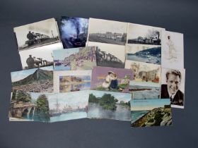 A Box of Early XX Century and Later Picture Postcards, to include: steam trains, comic, art,