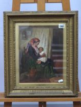 ATTRIBUTED TO SIR EDWIN LONG (1829-1891) 'L'Ama De Cria' mother and baby seated in an interior,