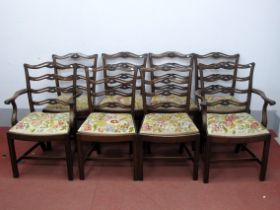 A Set of Eight XVIII Century Style Mahogany Ladder Back Chairs, (two carver and six single), with