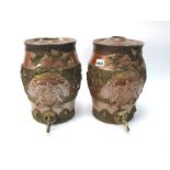 A Pair of Mid XIX Century Brampton Style Stoneware Barrels, each of typical form applied with