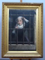 ENGLISH SCHOOL (Mid XIX Century) Portrait of Mary Queen of Scots, imprisoned looking out between