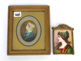 An Early XX Century Enamelled Rectangular Plaque, decorated with a young lady with long hair wearing