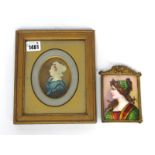 An Early XX Century Enamelled Rectangular Plaque, decorated with a young lady with long hair wearing