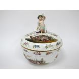 A Berlin Porcelain Late XIX Century Bowl and Cover, of circular form with cherub surmount and