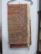 A Late XIX Century Paisley Wool Shawl, with multi-coloured panels around a central cream