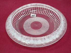 A Lalique Glass Centrepiece Shallow Circular Form Bowl, in the 'Marguerite' design with radial