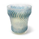 A Lalique Opalescent Glass Vase, in the 'Actinia' design No 10-889, with swirling serrated bands,