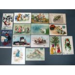 Six Early XX Century Louis Wain Picture Postcards, to include: 'Puss in Boot', 'Acorn Song', 'Tea