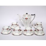 A Shelley Porcelain Part Coffee Service, of Queen Anne shape decorated in the Red Daisy pattern